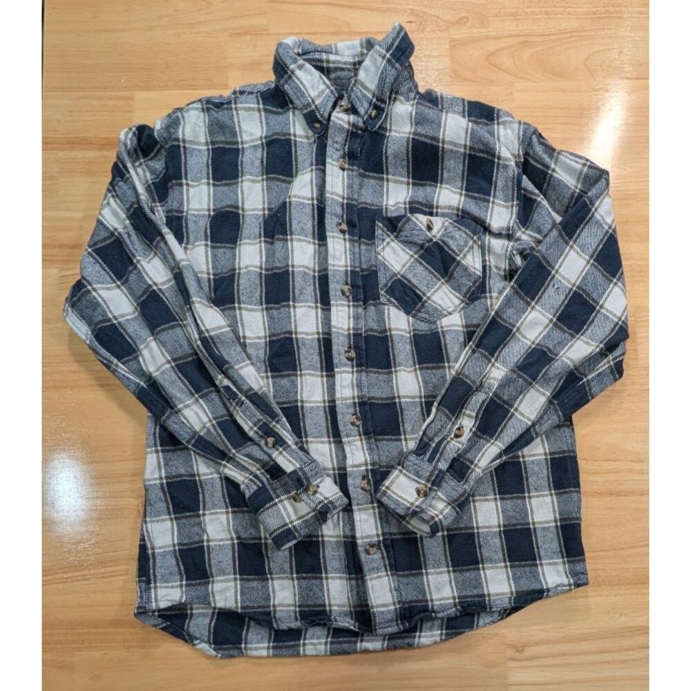 Noble Outfitters Flannel Shirt Mens Medium M Regular Plaid Button Down Cotton